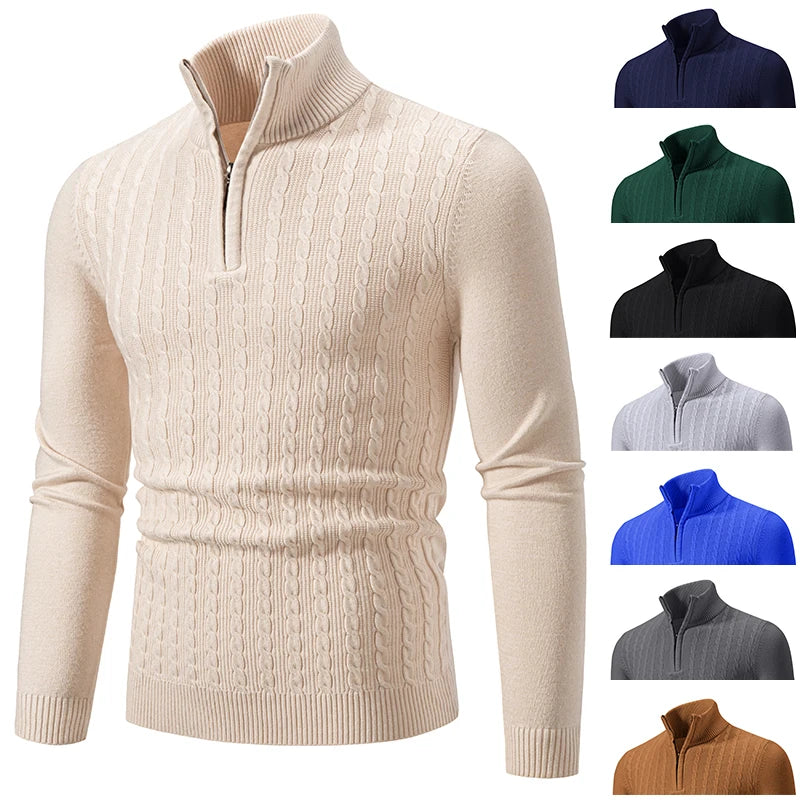 Men's Semi-turtleneck Zipper Sweater