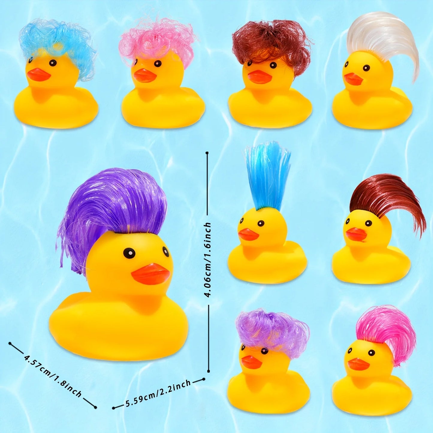 20pcs Rubber Ducks with Wigs Bath Toys