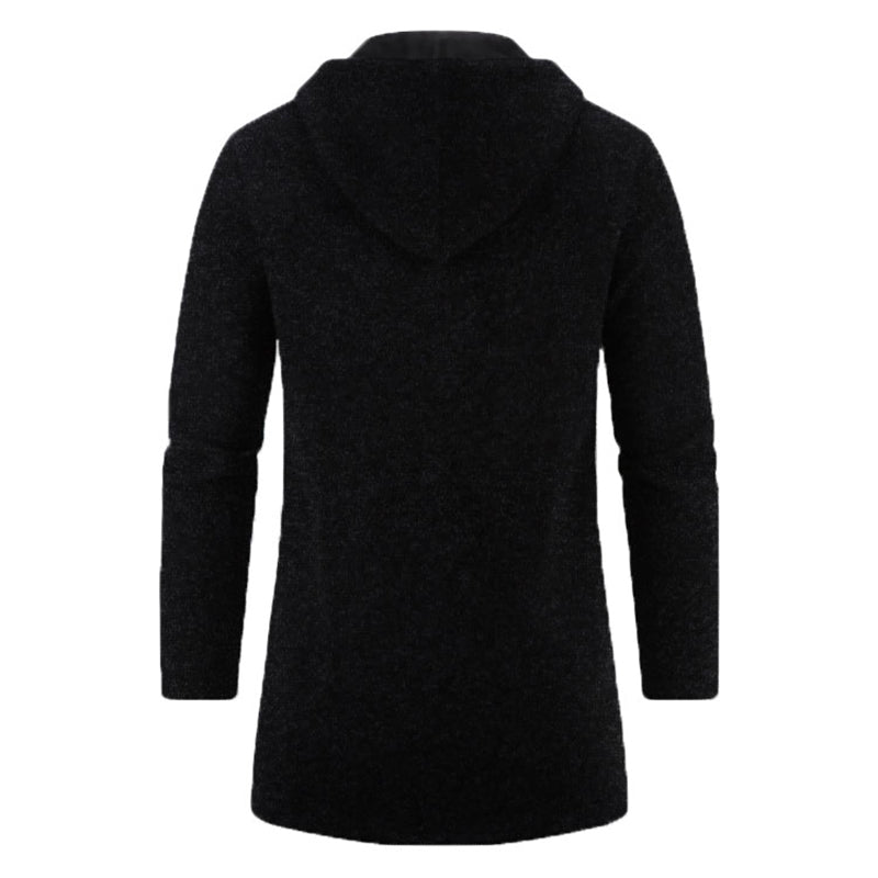 Sudadera con capucha para hombre de manga larga con cremallera - Chaqueta de invierno de gran tamaño Abrigo Sudadera negra