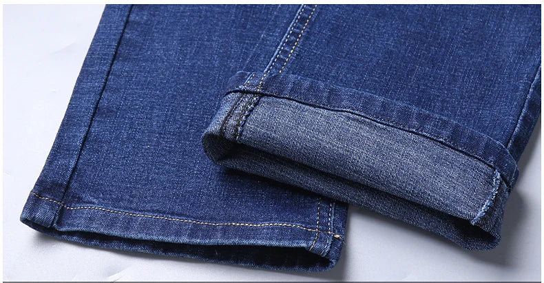 Men's Blue Jeans -Casual stretchy Straight Leg