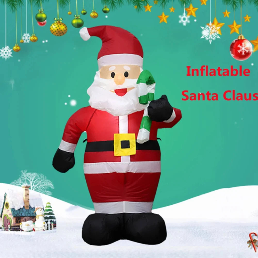 4/FT Christmas Inflatable Santa Claus Takes Candy With LED Lights Outdoor Party Supplies Christmas Decoration Garden Arrangement