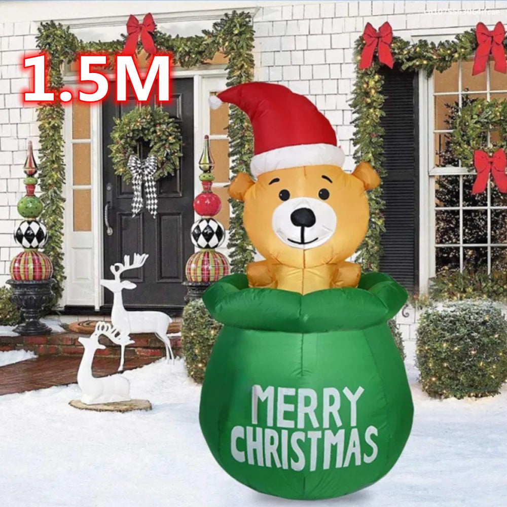 1.5M Christmas Inflatable Decoration- Bear in bag w/Built-in LED Light