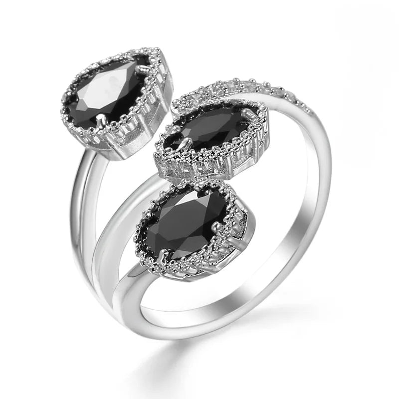 Elegant Flower Shaped Ring With 3 Zircon Stones