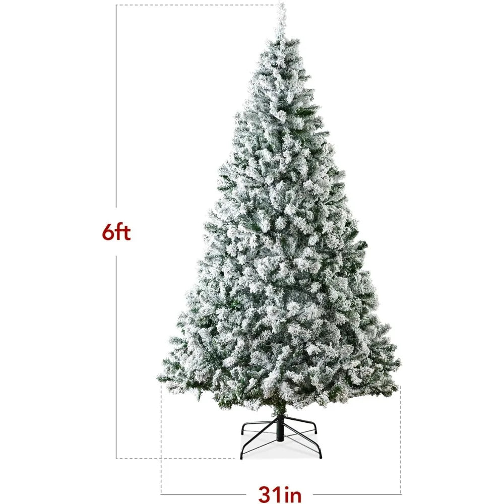 4.5ft - 9ft Artificial Christmas Tree with snow covered Appearance- comes w/Metal Stand -4.5 ft, 6 ft, 7.5 ft, 9 ft