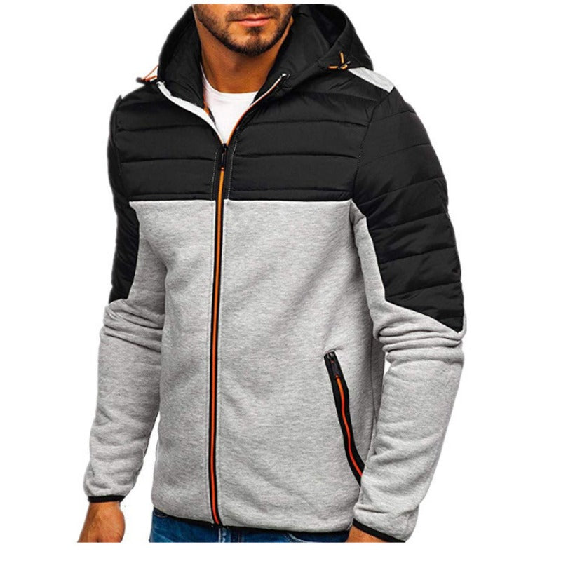 Chaqueta con capucha para hombre con bolsillos con cremallera