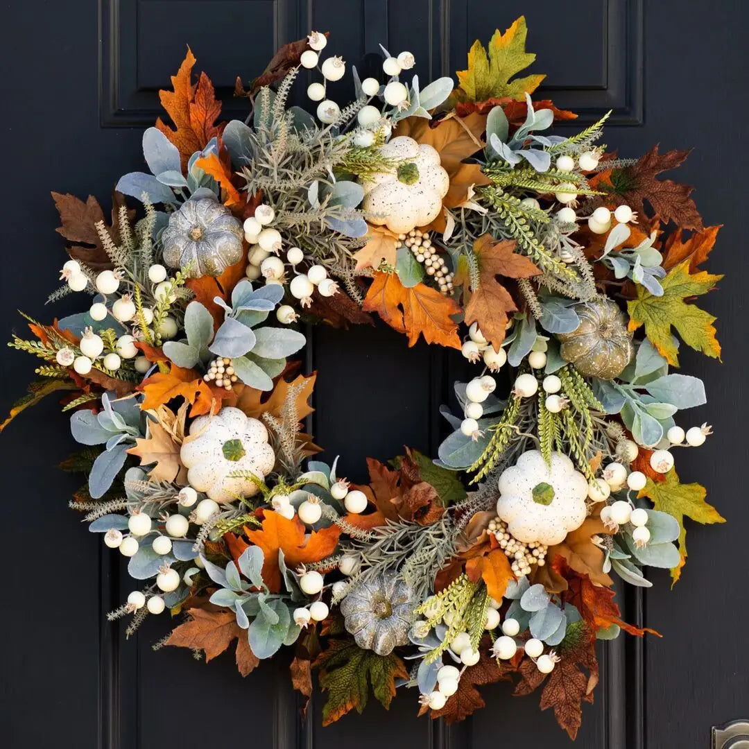 Autumn White Pumpkin Door Wreath