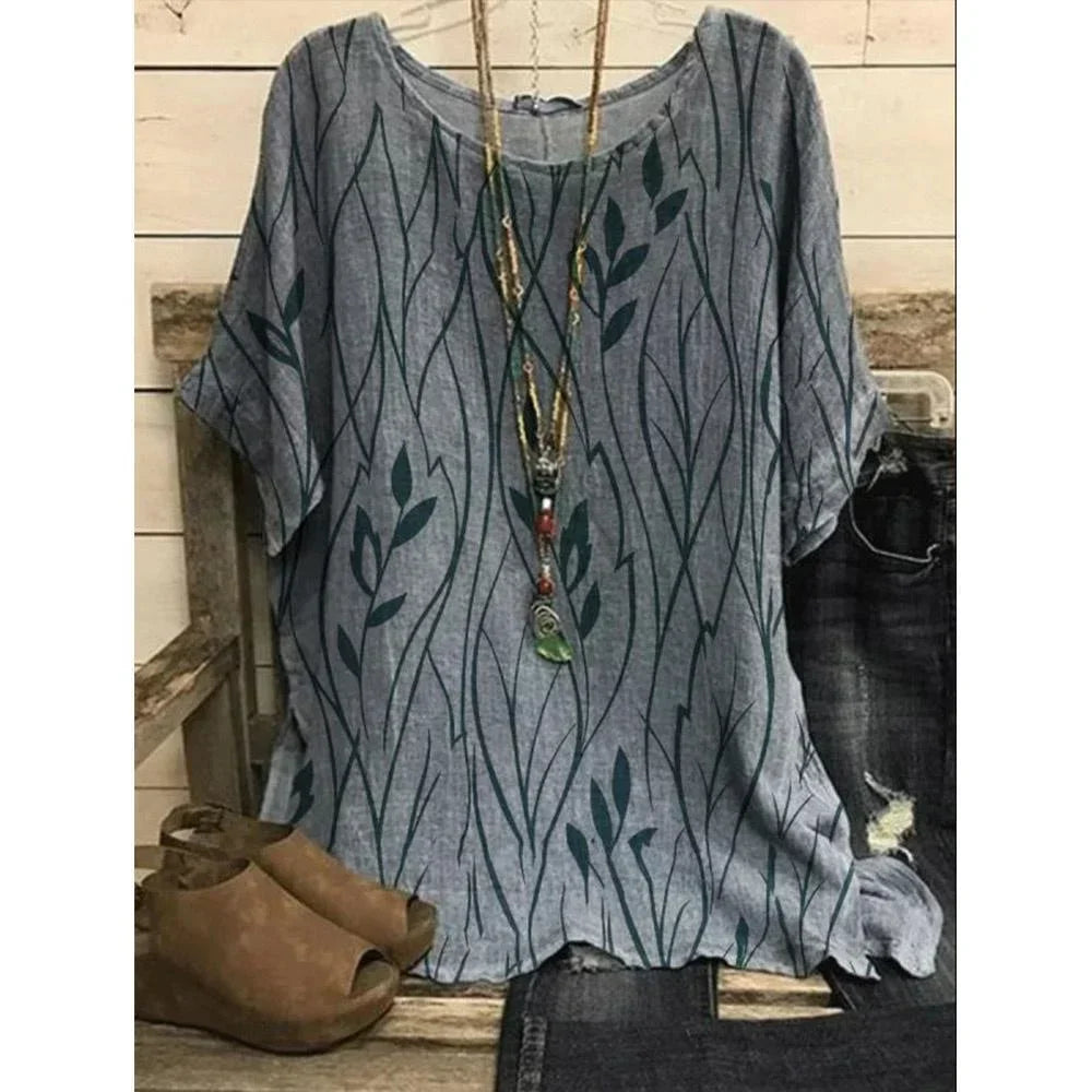 Plus Size- Casual Loose Half Sleeve Vintage Blouse -S - 8XL