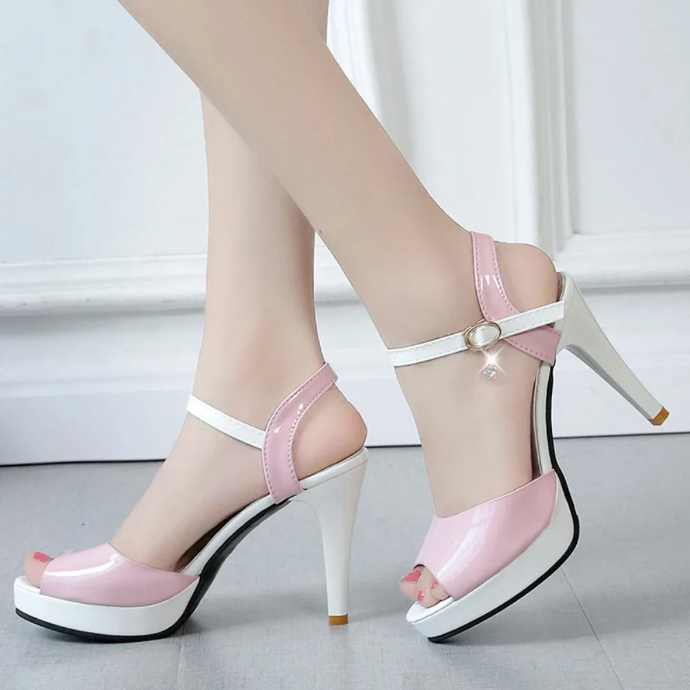 Peep Toe High Heels with strap