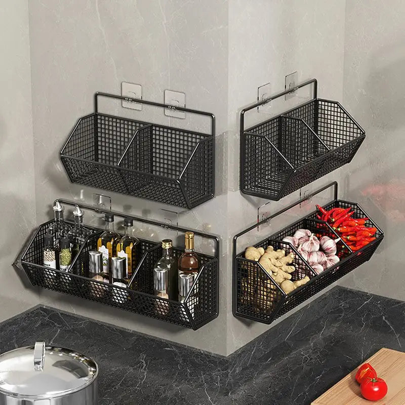 Wall Mounted Storage Rack-Kitchen Waterproof Shelf Basket