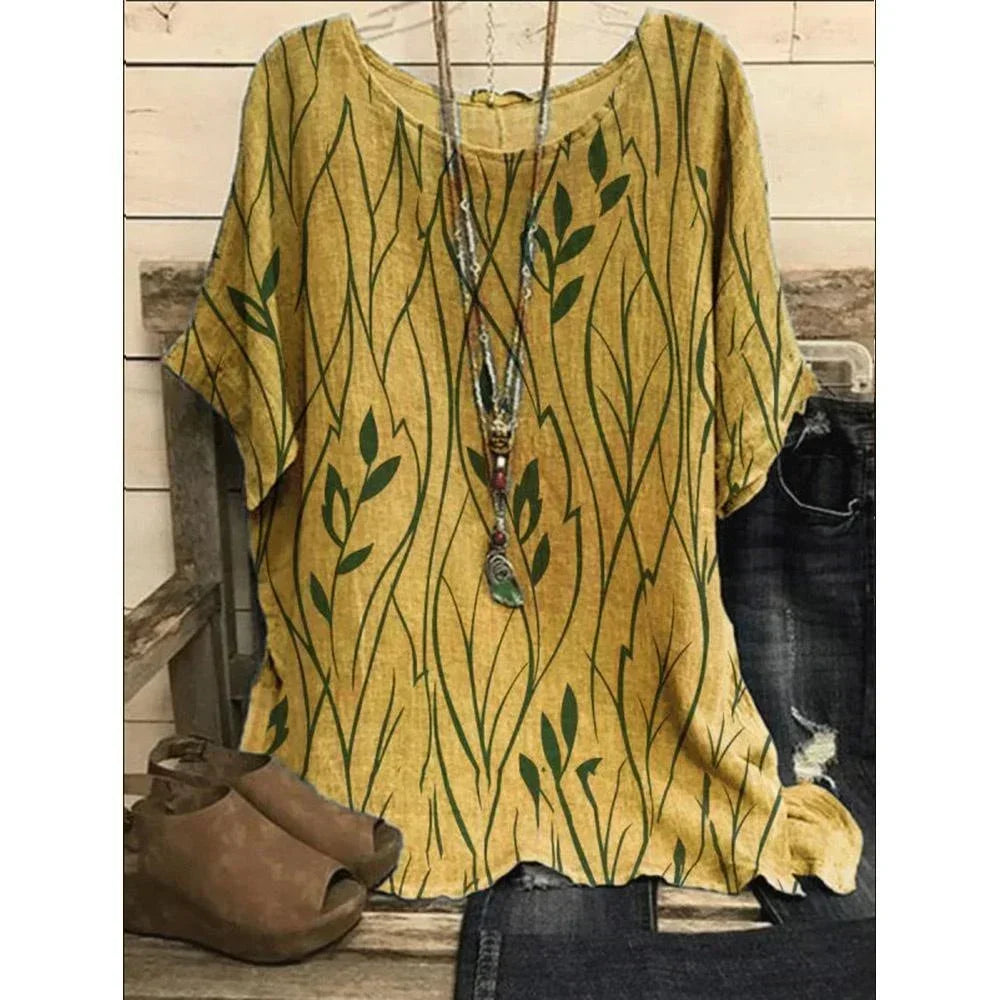 Plus Size- Casual Loose Half Sleeve Vintage Blouse -S - 8XL