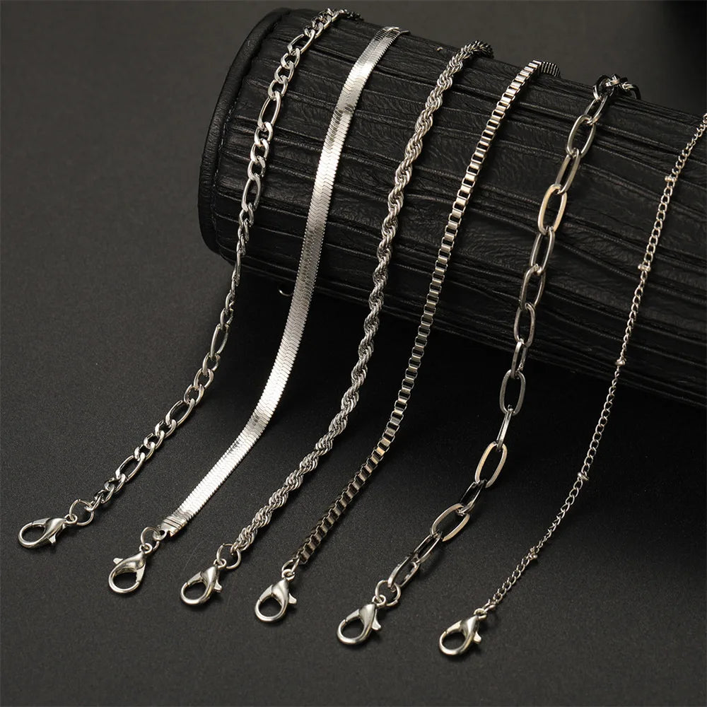 6PC Set-Cuban Twist Chain Bracelet Set