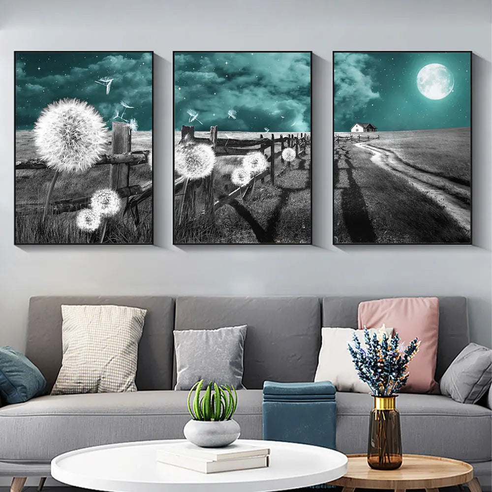 3pcs Fairy Tale Hometown Landscape Canvas Print- NO FRAME