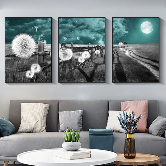 3pcs Fairy Tale Hometown Landscape Canvas Print- NO FRAME