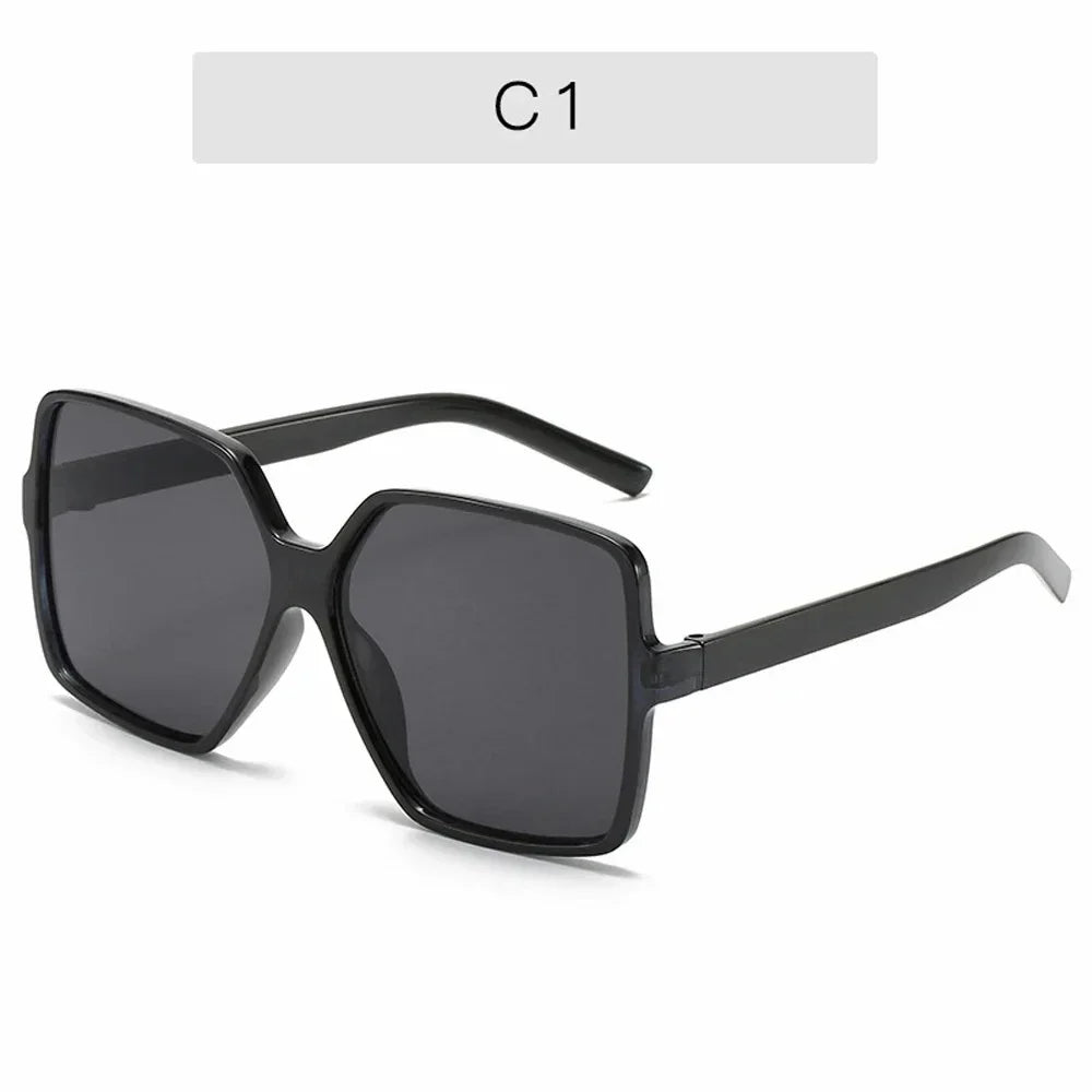 Women's Big Frame Black Square Oversized Sunglasses