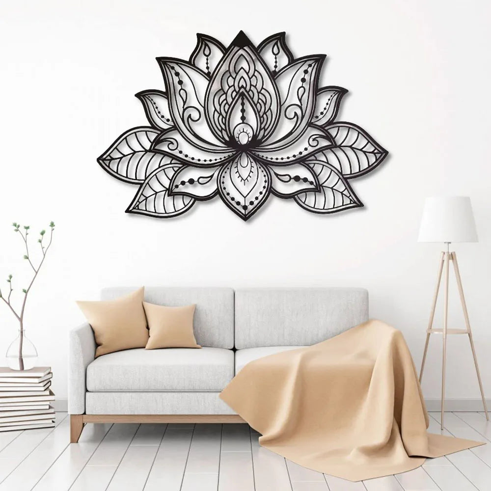 Lotus Flower Mandala Metal Wall Art