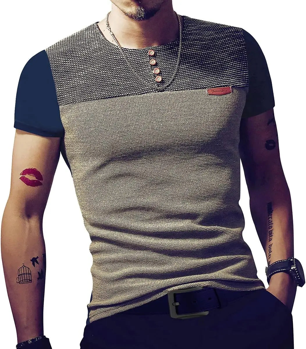 Men's Slim Fitted Casual Short Sleeve Button T-Shirts