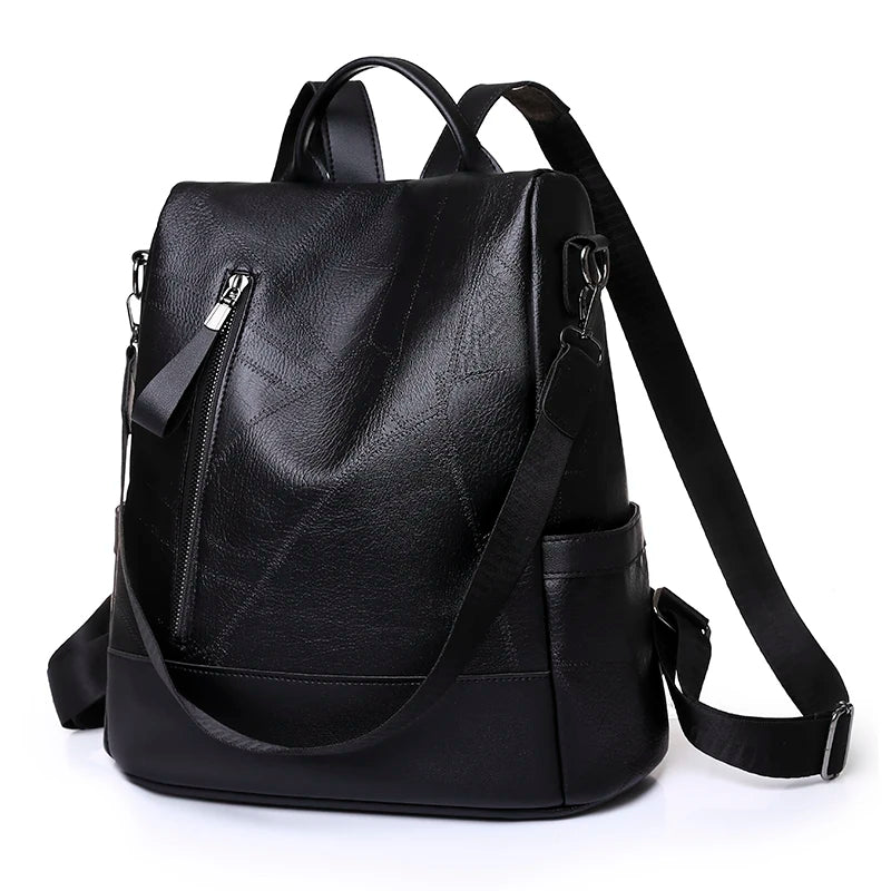 Women’s Soft Leather Large Capacity Backpack- Shoulder Bags