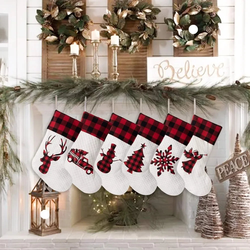 Set of 8 Hanging Xmas Stockings