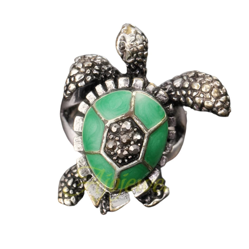 Anillo de tortuga con diamantes de imitación