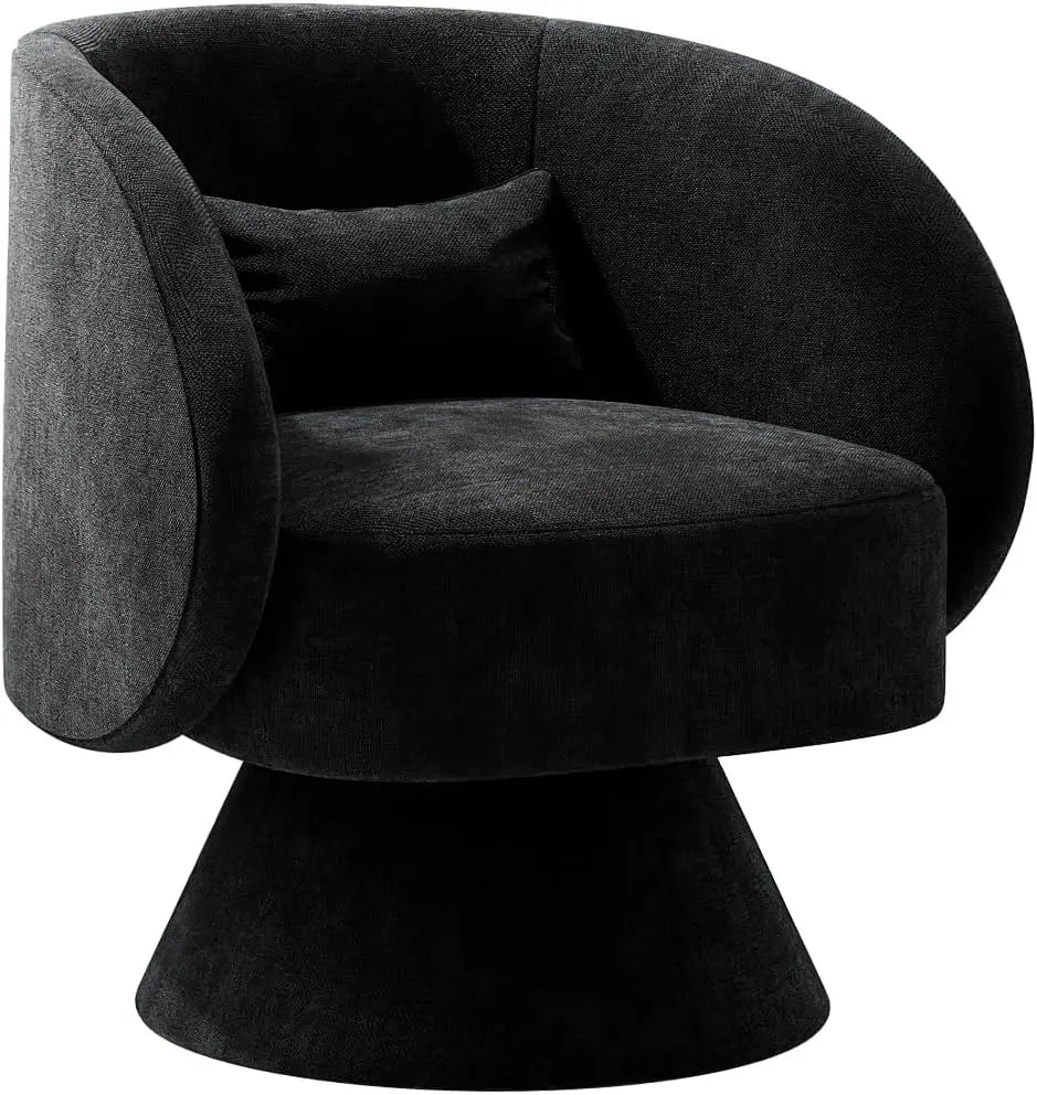 Set of 2 Upholstered Swivel Barrel Accent Chair - 360 Degree Swivel