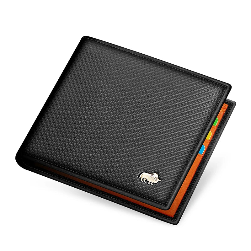 Men's Genuine Leather Wallets - RFID Bifold Wallet with Zipper Coin area