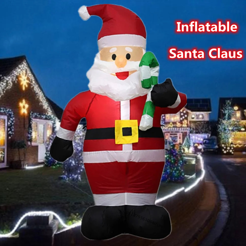 4/FT Christmas Inflatable Santa Claus Takes Candy With LED Lights Outdoor Party Supplies Christmas Decoration Garden Arrangement