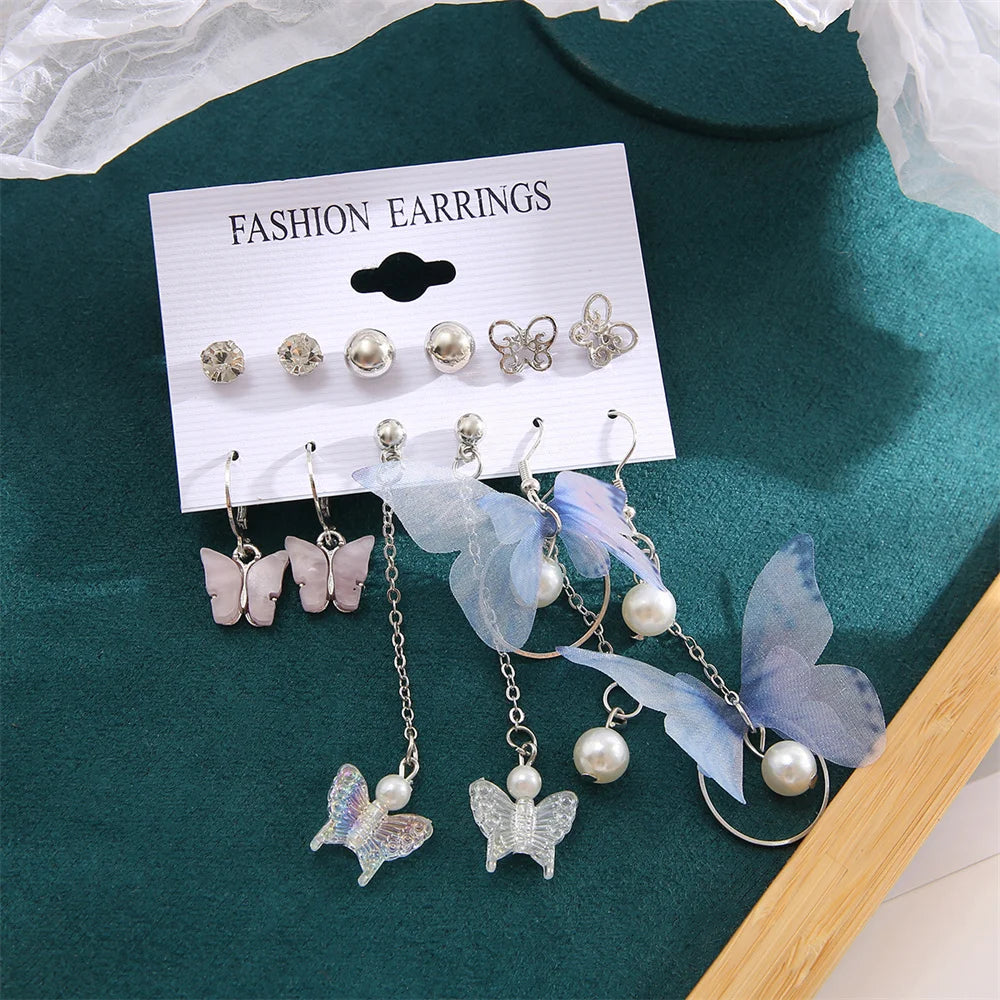 Butterfly Dangle Earrings Set