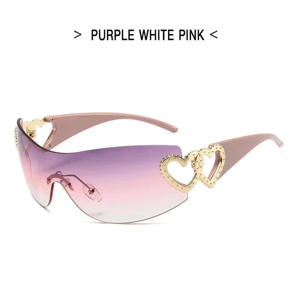 Woman's wide lens Sunglasses  with heart shaped hinges