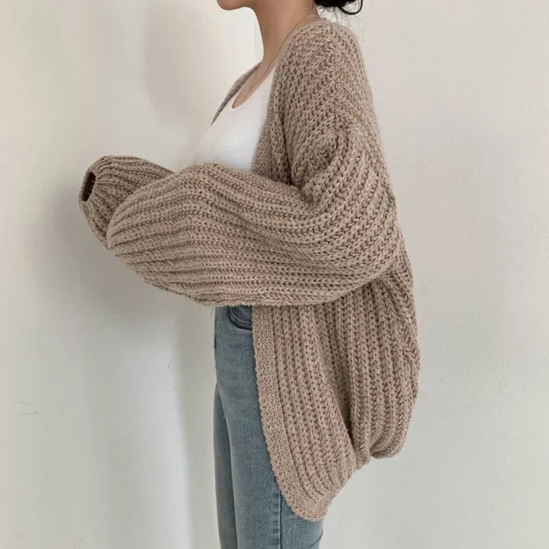 Women's 1 size V Neck Knitted Cardigan