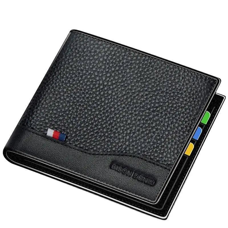 Men's Genuine Leather Wallets - RFID Bifold Wallet with Zipper Coin area