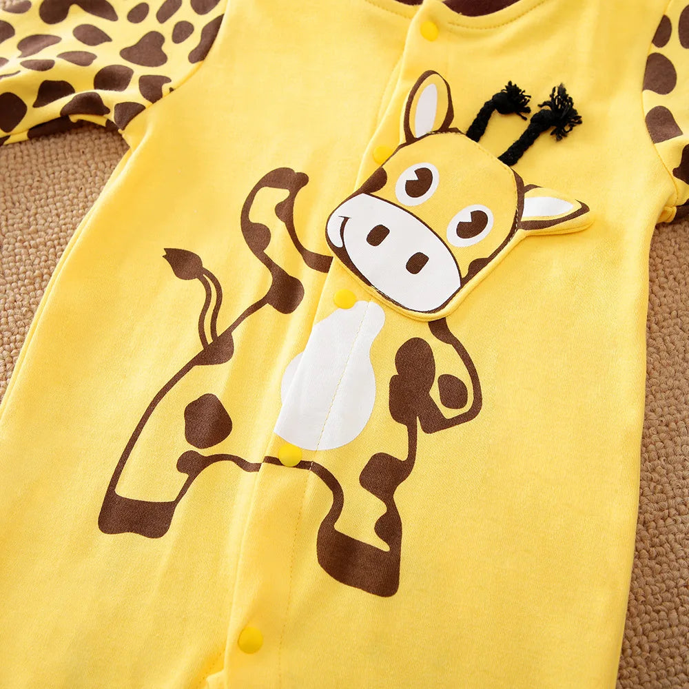 Baby Yellow Giraffe Romper Jumpsuit-  100% Cotton