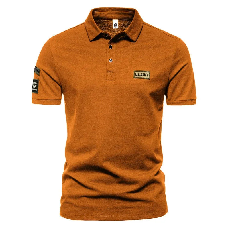 Men's Short Sleeve Breathable Embroidered Polo  T-shirt