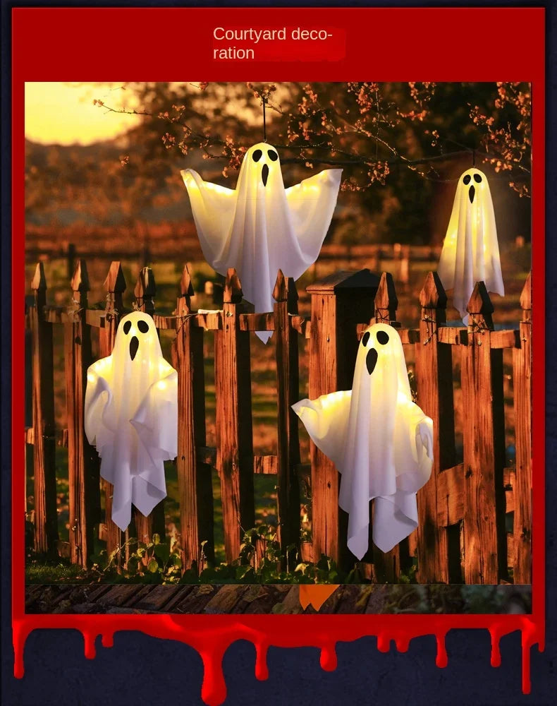 1-8PCS Halloween Hanging Ghost Led Decorations