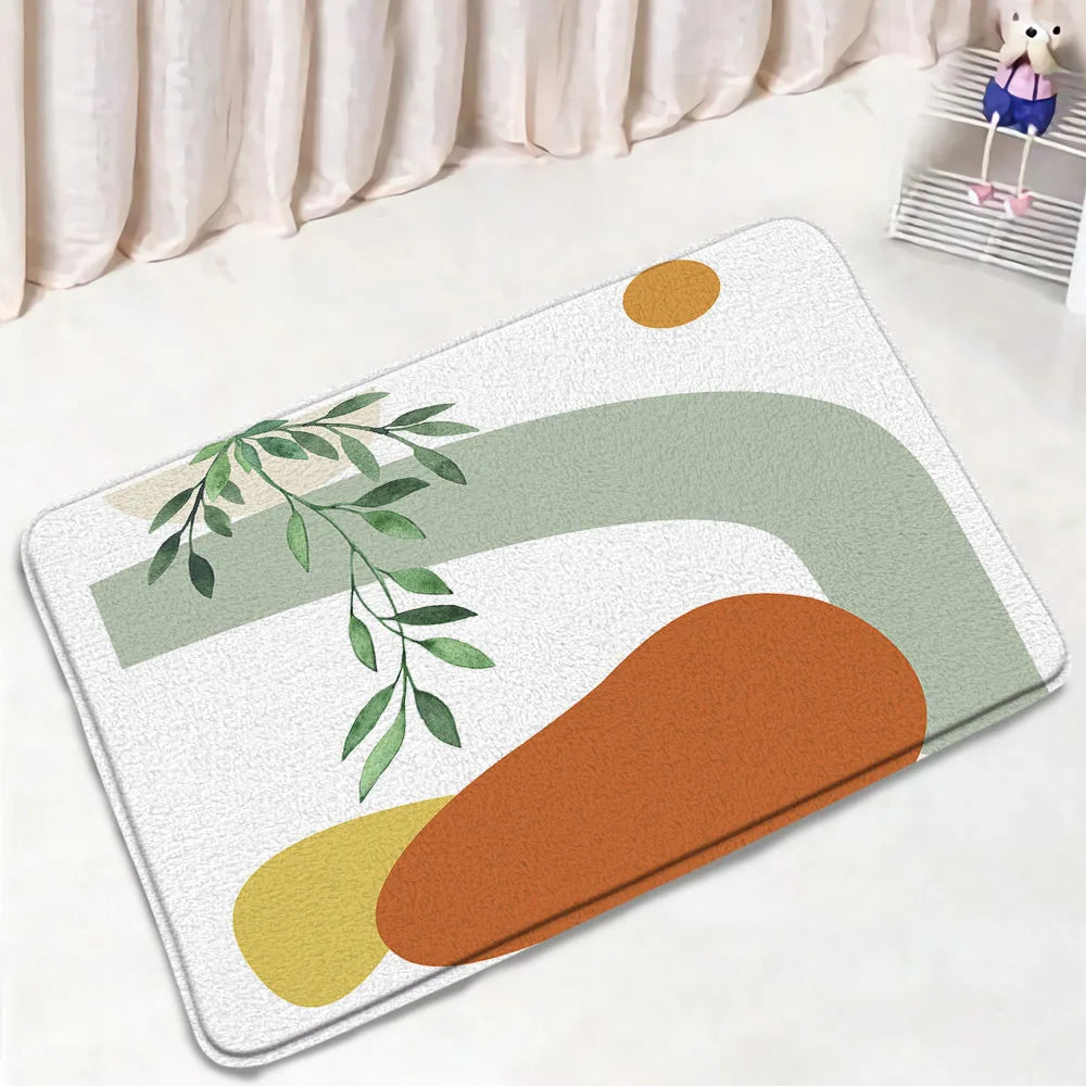 1-3pc sets-Non slip Bath Mat Set -Abstract Mid Century Boho Aesthetic Art Pattern-Floor Rugs + Toilet Lid Cover