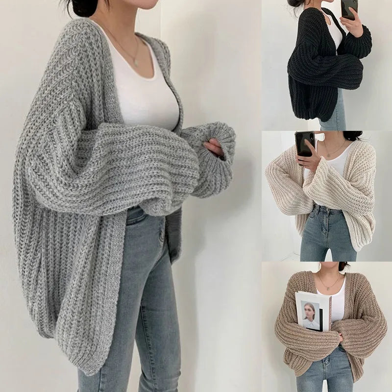 Women's 1 size V Neck Knitted Cardigan