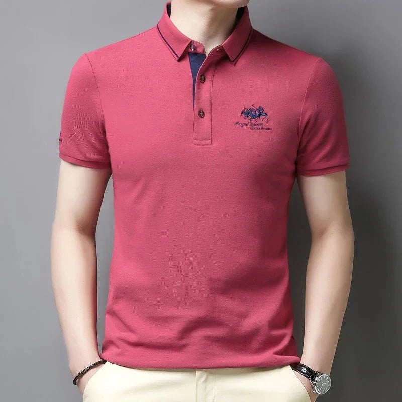 Men's Embroidered Polo Short Sleeve Shirt -Luxury Casual Lapel T-shirt