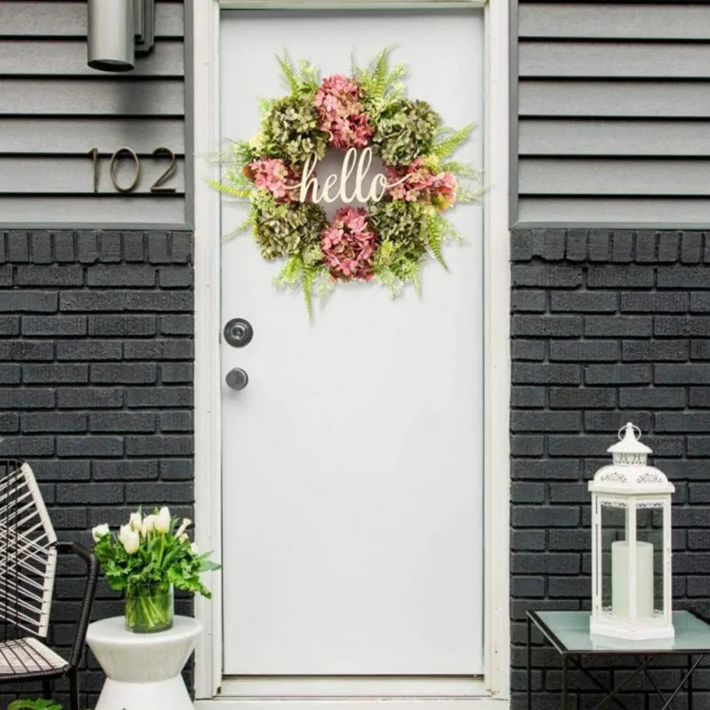 Door Wreath with Hello Sign