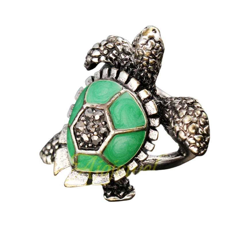 Anillo de tortuga con diamantes de imitación