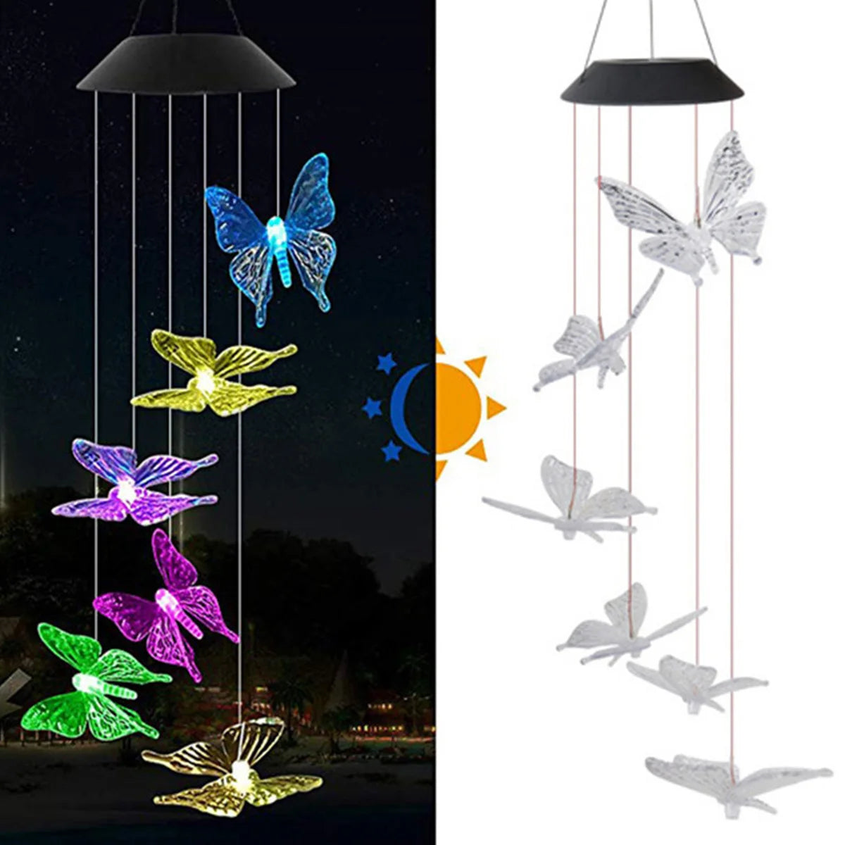 Color Changing Solar Butterfly Wind Chimes