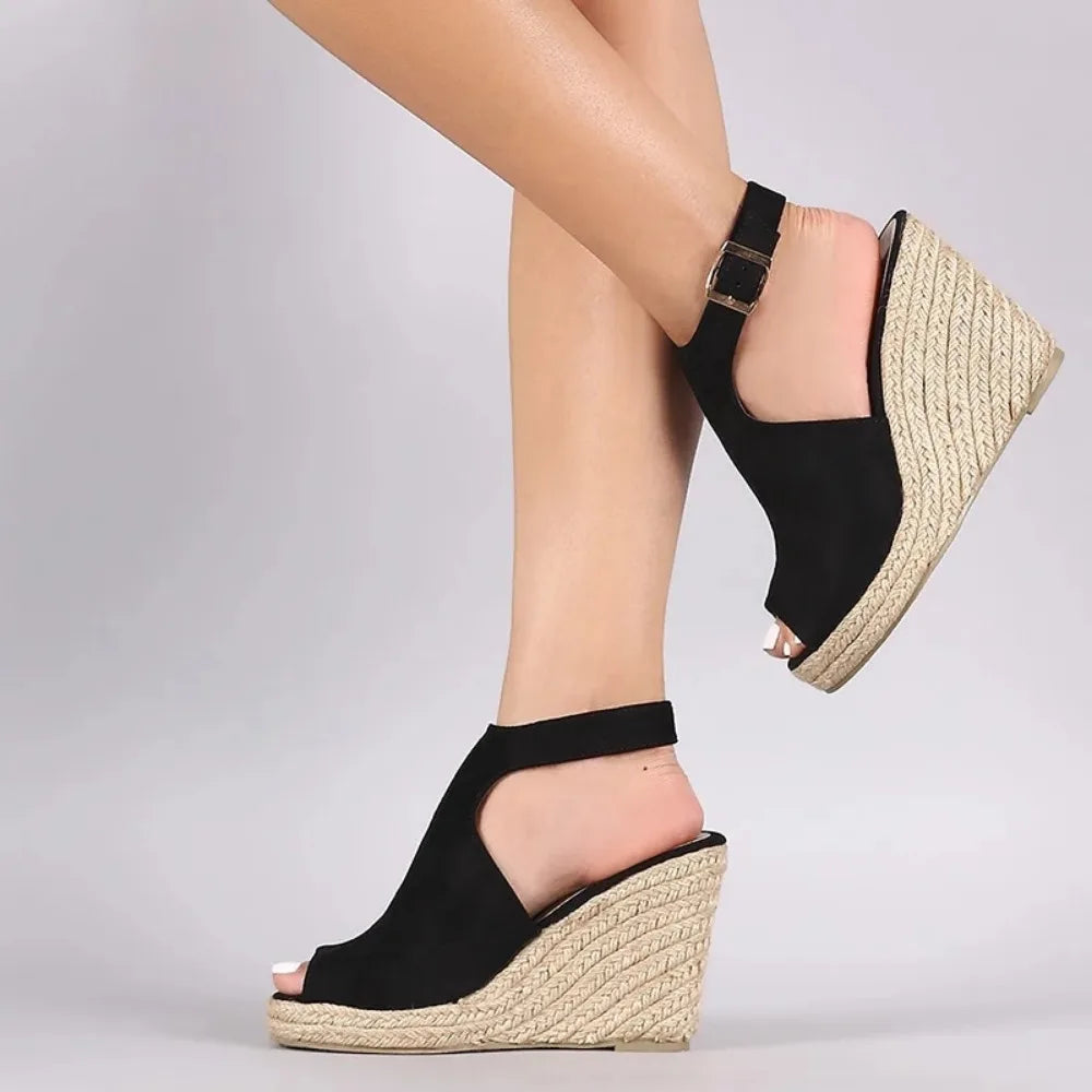 Women's Straw Slope Wedge Roman Sandals