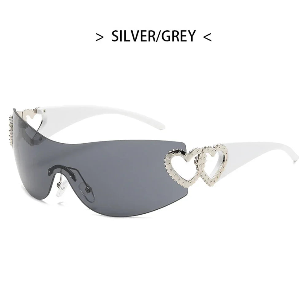 Woman's wide lens Sunglasses  with heart shaped hinges