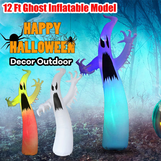 12 Ft -Inflatable LED Glowing Ghost  -Yard Halloween Decoration