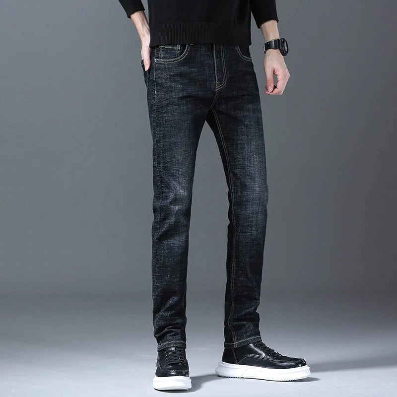 Men's Straight Leg Classic Jeans Casual - Slim Fit Stretchy Jeans