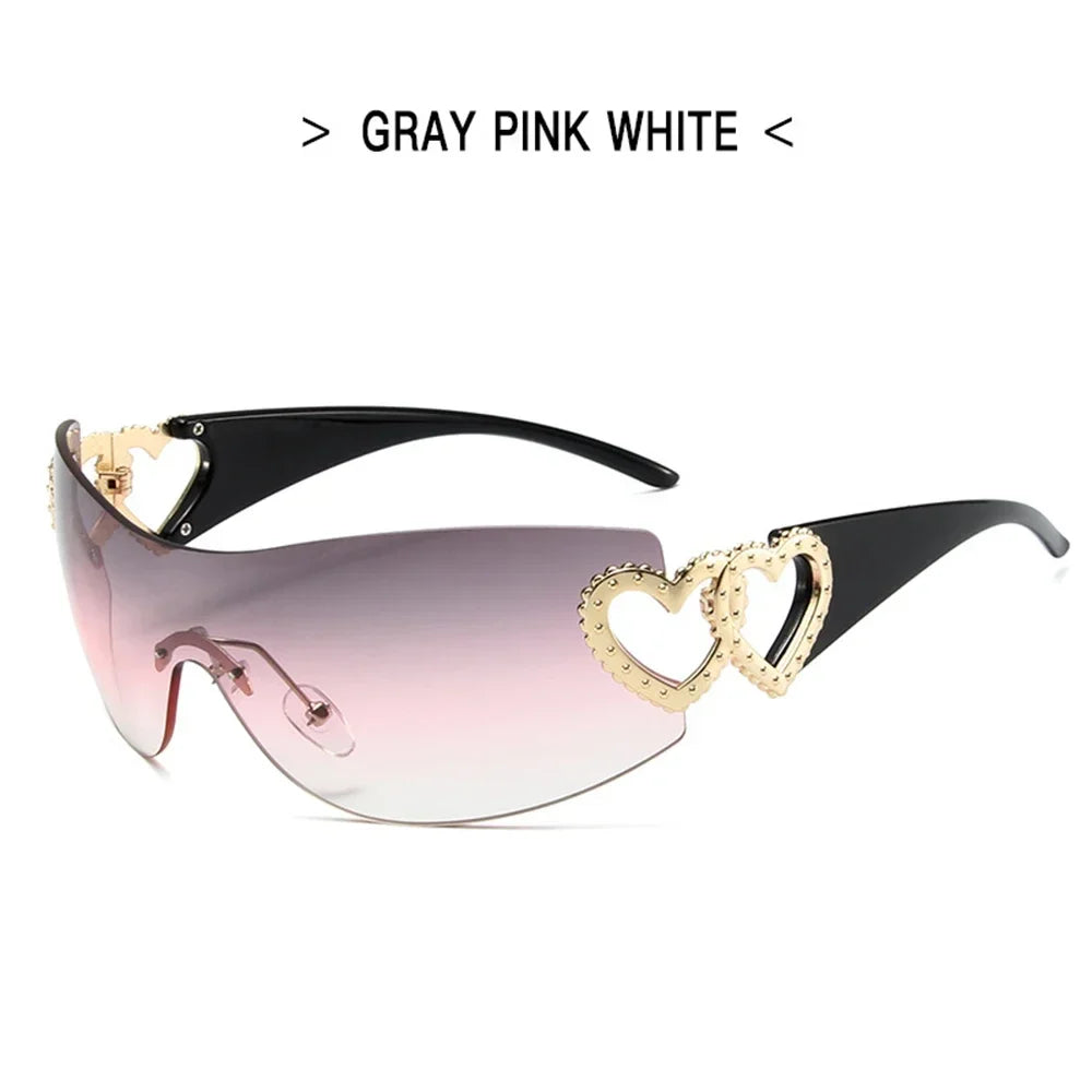 Woman's wide lens Sunglasses  with heart shaped hinges