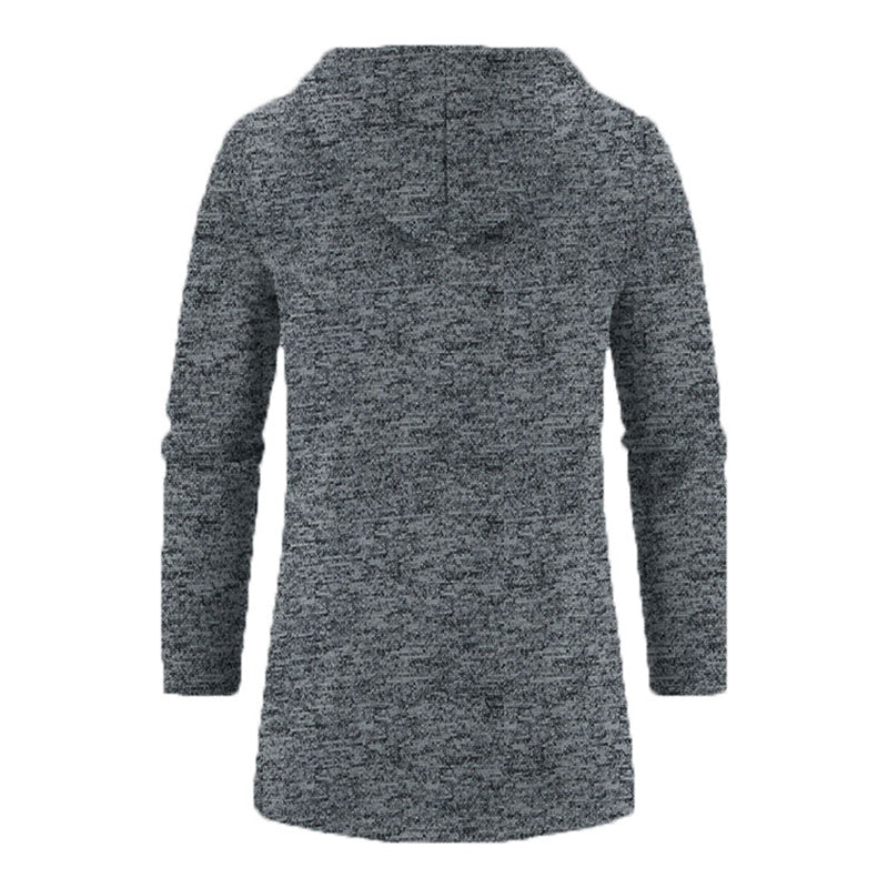 Sudadera con capucha para hombre de manga larga con cremallera - Chaqueta de invierno de gran tamaño Abrigo Sudadera negra