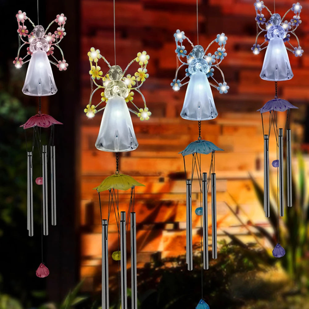 LED Solar Angel Wind Chime with  Intelligent Control