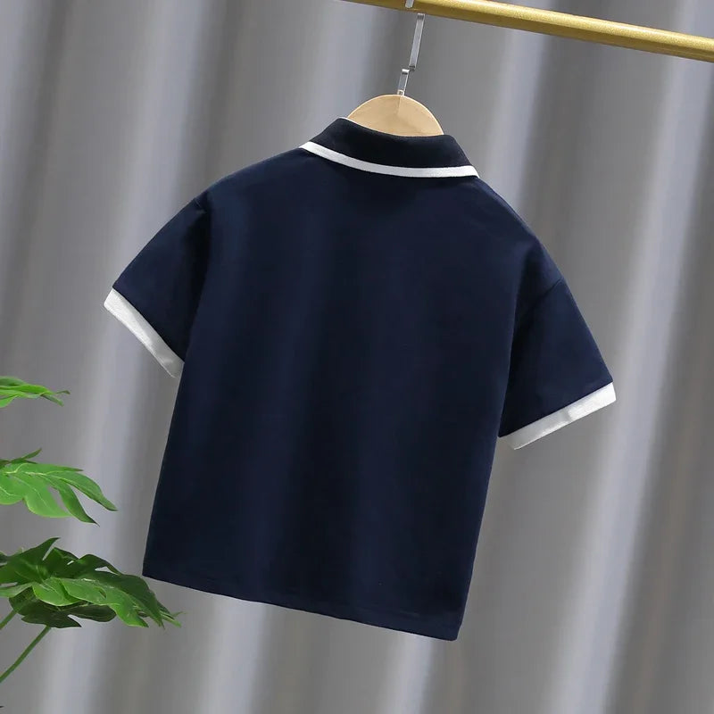 2PCs - Boy's  short sleeve cotton polo shirts