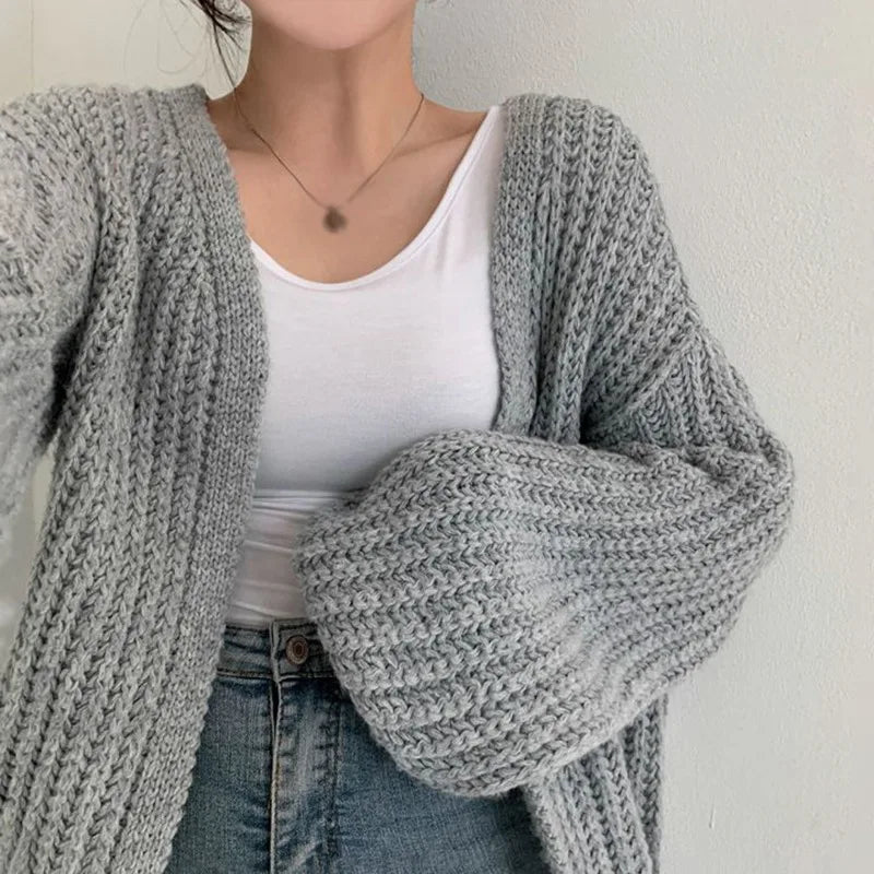 Women's 1 size V Neck Knitted Cardigan