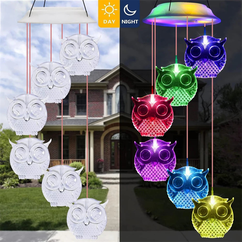 Owl Solar Wind Chimes - choose between owl or humming bird