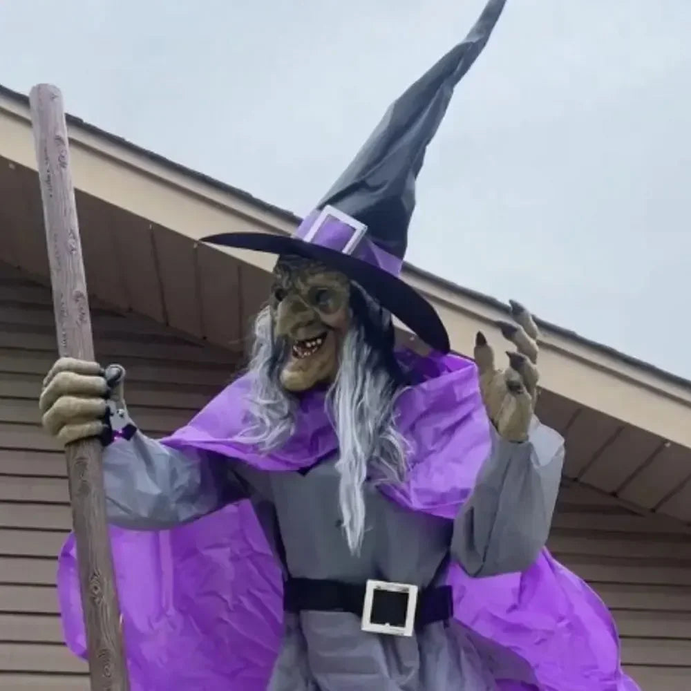 6 Foot Flying Witch Halloween Decoration- Makes Terrifying Sounds and Lights up